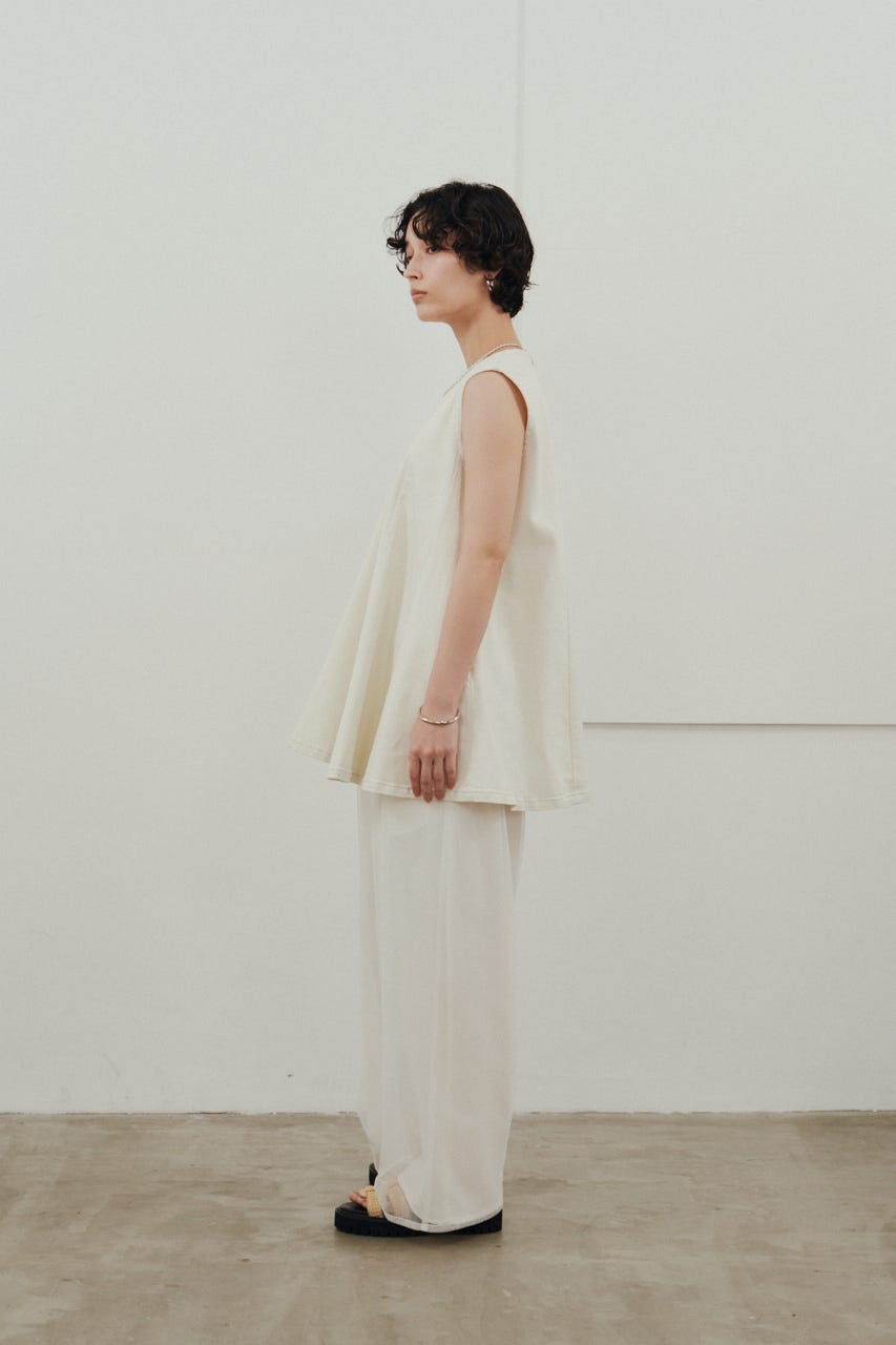 シアーレイヤードリラックスパンツ WHT M