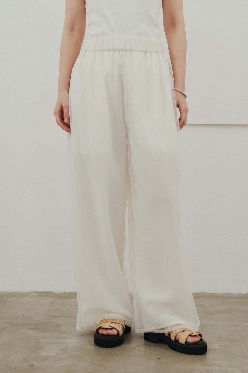 シアーレイヤードリラックスパンツ WHT M