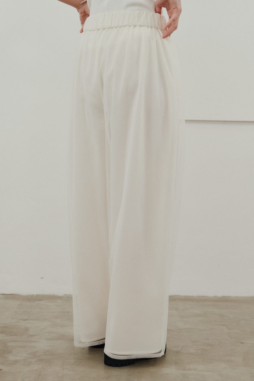 シアーレイヤードリラックスパンツ WHT M