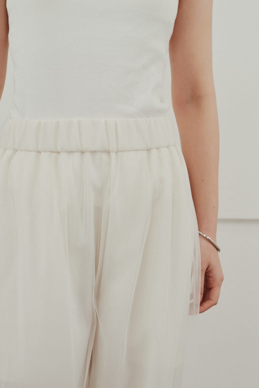 シアーレイヤードリラックスパンツ WHT M