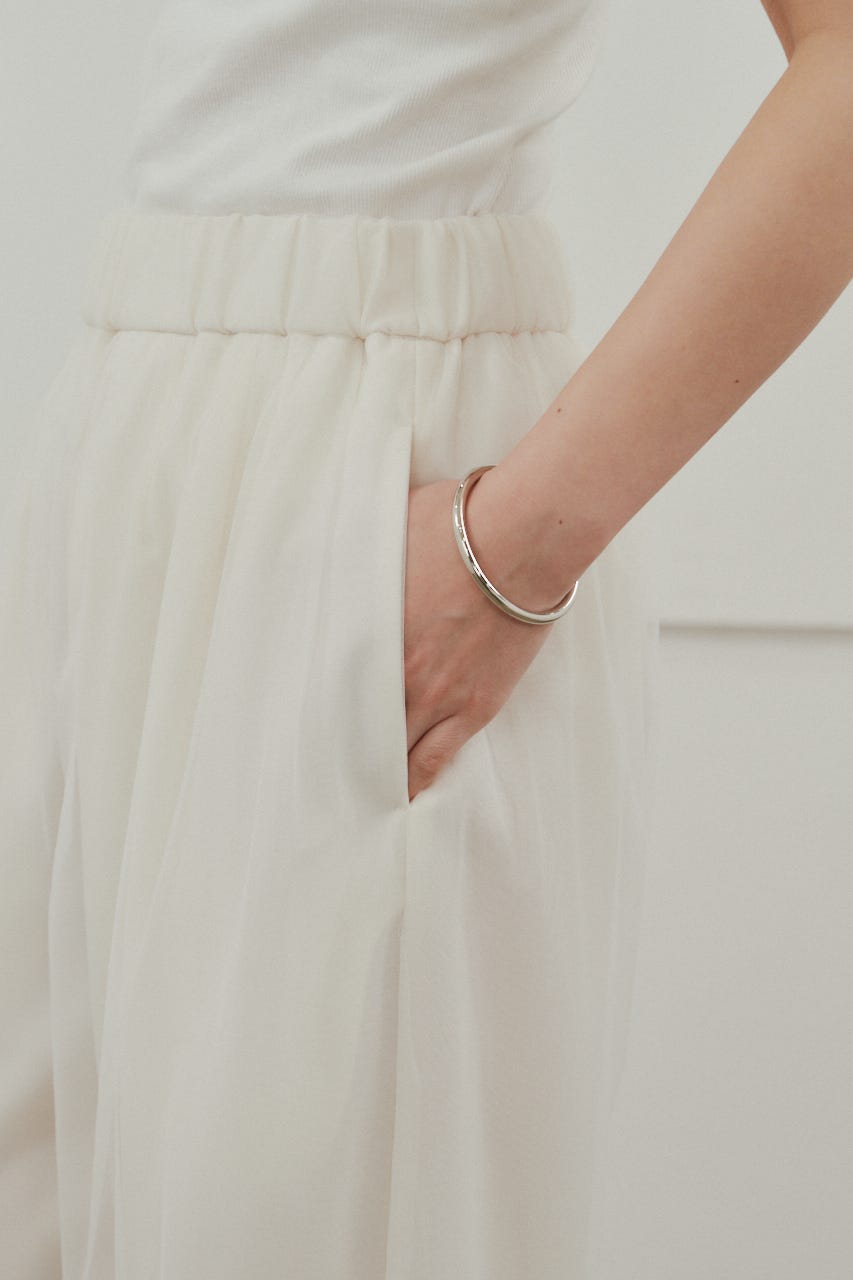 シアーレイヤードリラックスパンツ WHT M