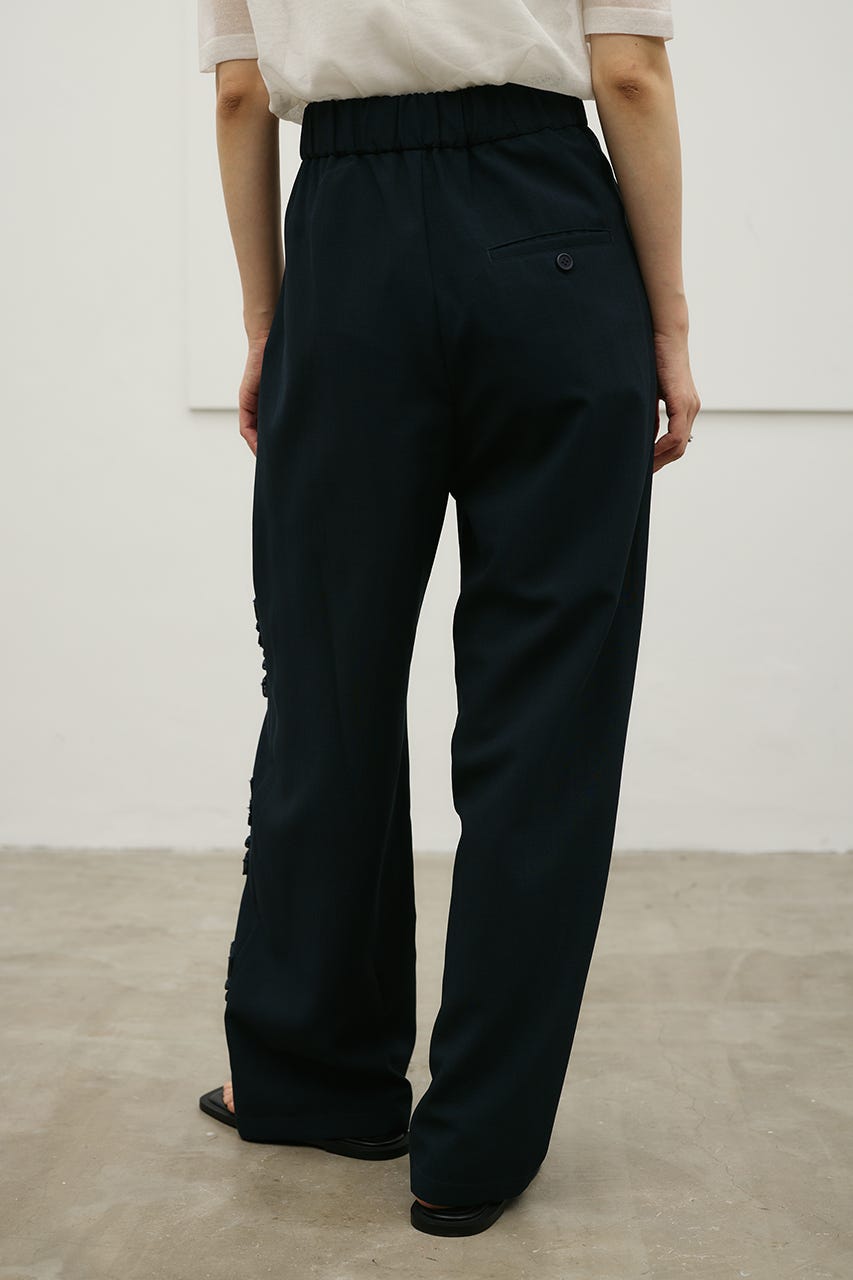 フラワーエンブロイダリータックパンツ NVY S