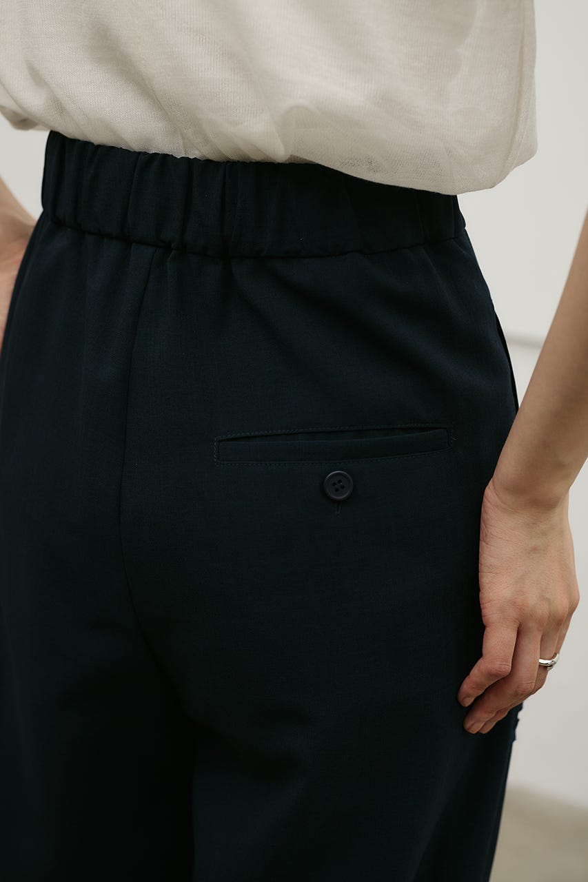 フラワーエンブロイダリータックパンツ NVY S