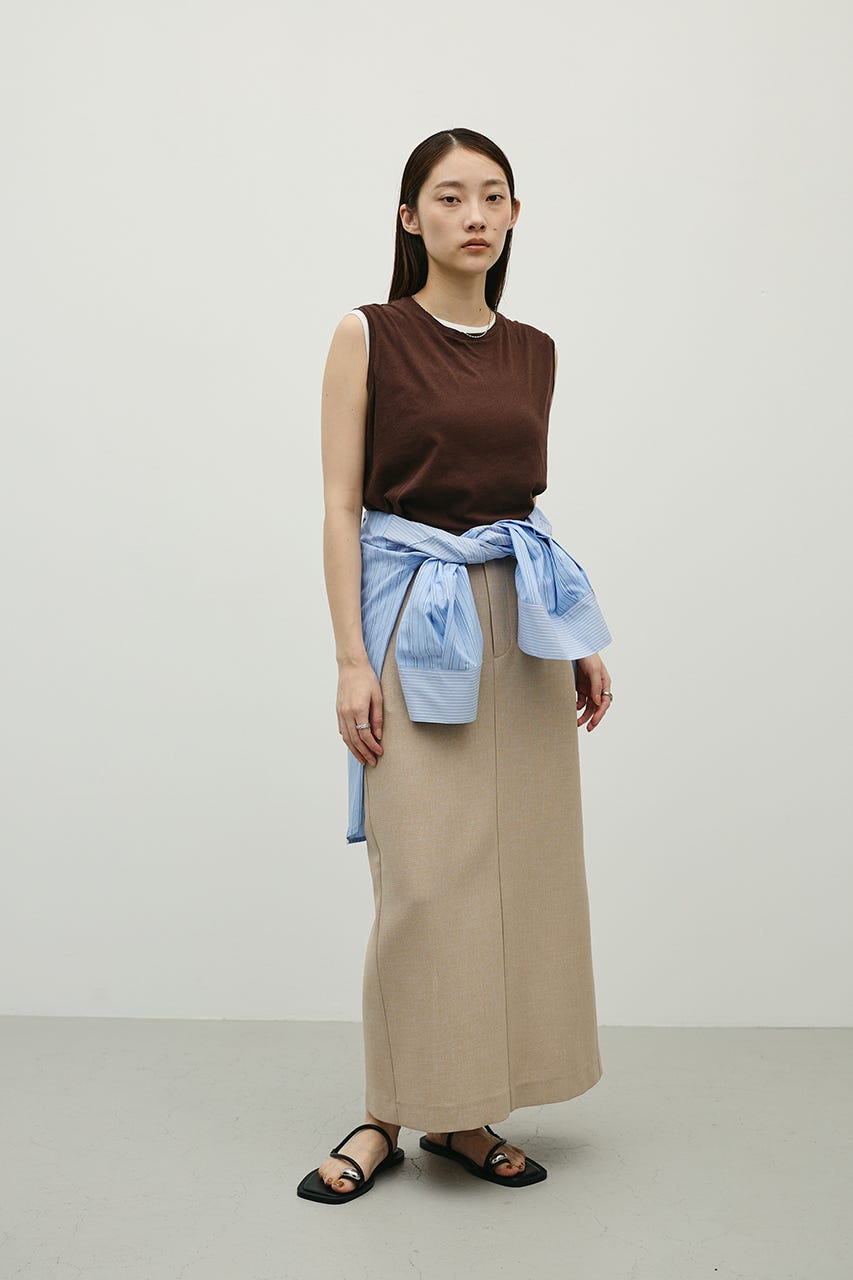 リネンライクストレートスカート BEG M