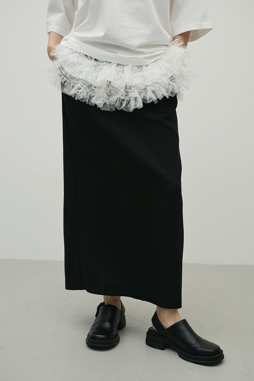 リネンライクストレートスカート BLK M