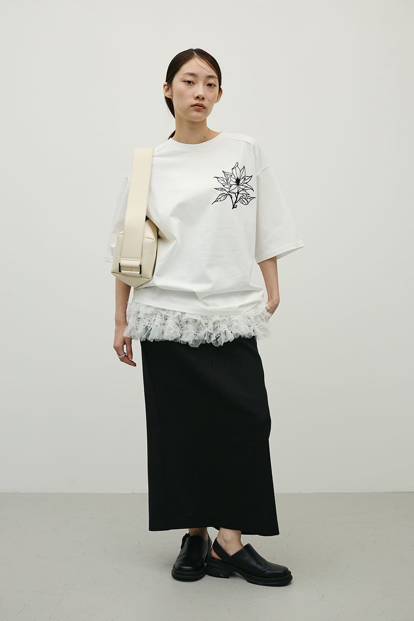 リネンライクストレートスカート BLK M