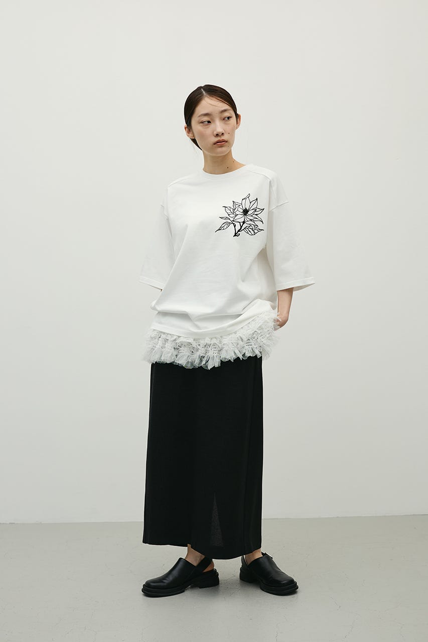 リネンライクストレートスカート BLK M