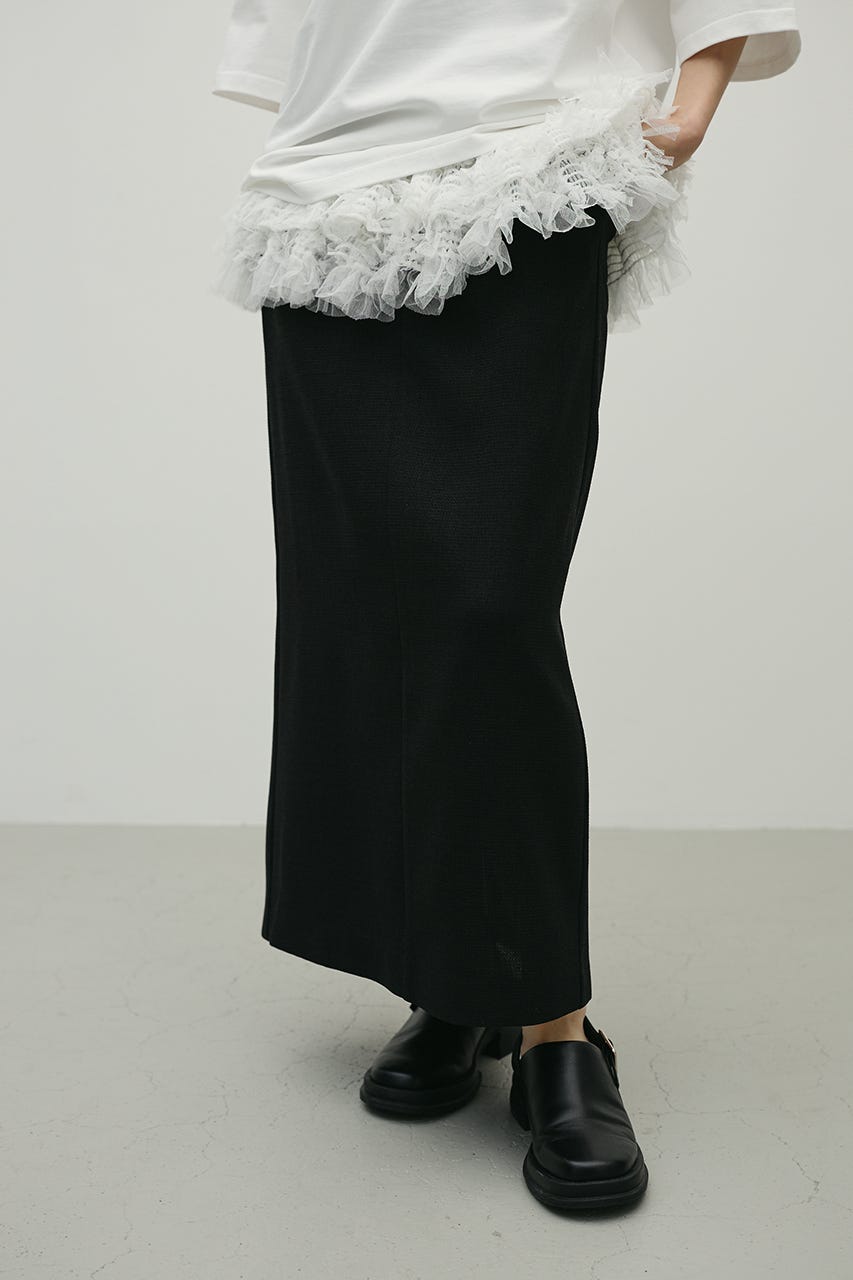 リネンライクストレートスカート BLK M