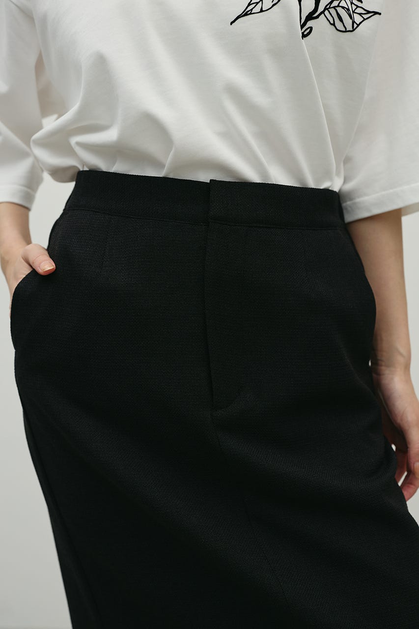リネンライクストレートスカート BLK M