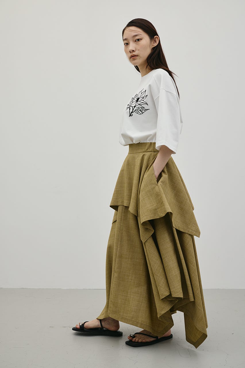 レイヤードフレアスカート BEG M