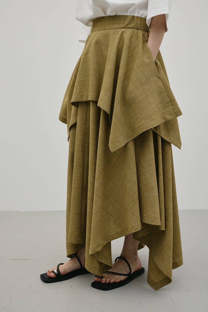 レイヤードフレアスカート BEG M
