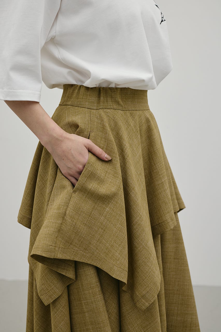 レイヤードフレアスカート BEG M