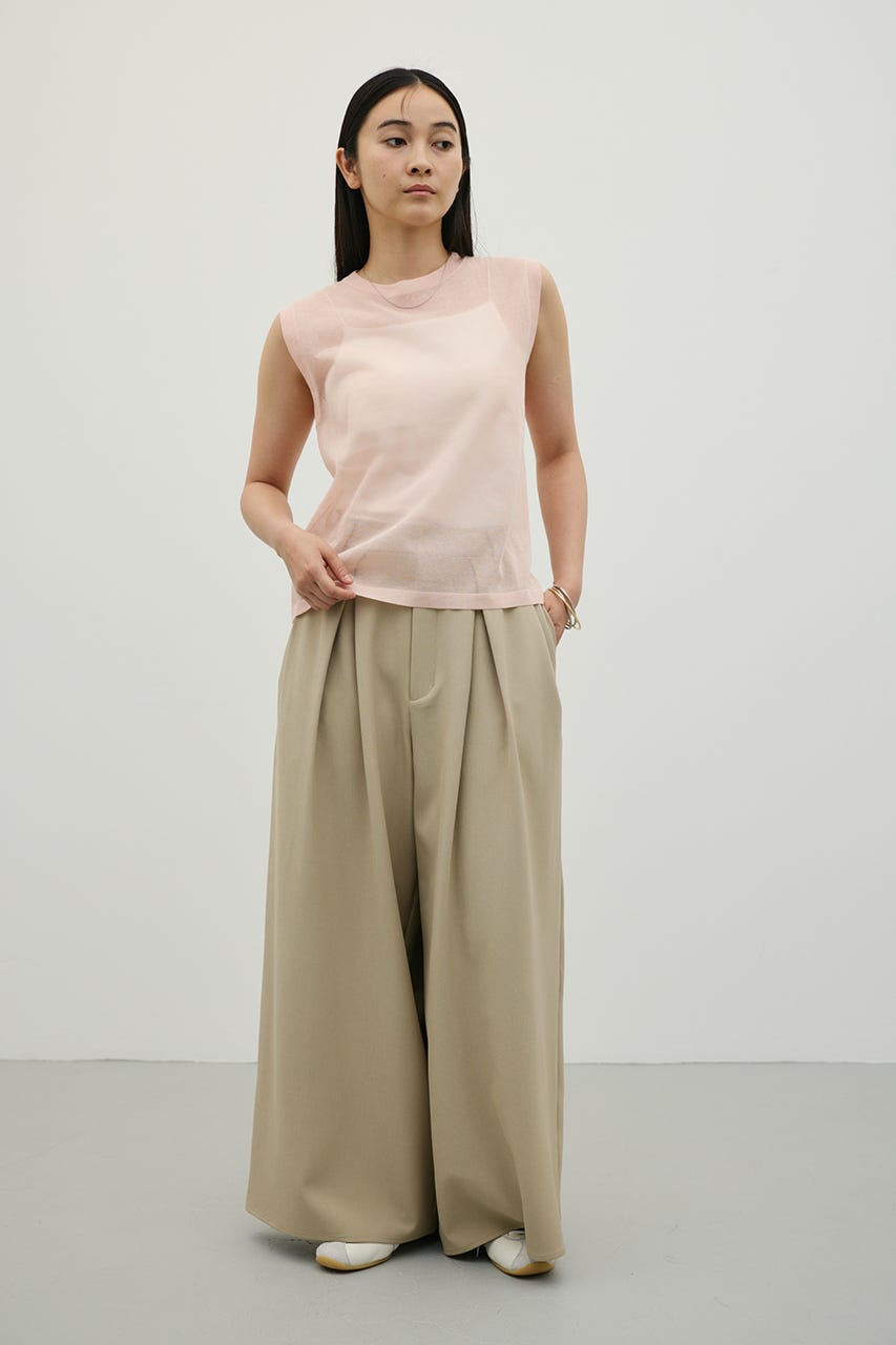 ローウエストタックワイドパンツ BEG S