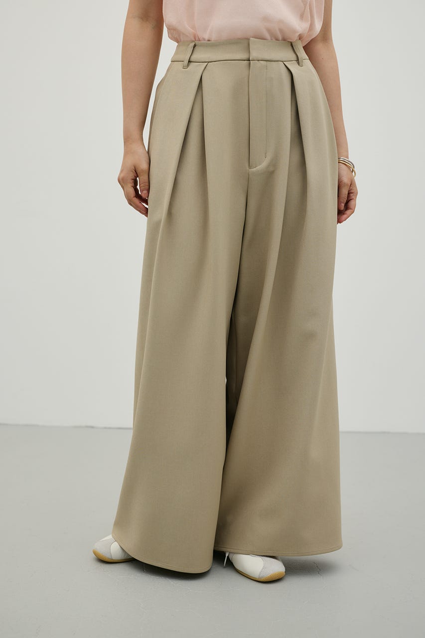 ローウエストタックワイドパンツ BEG S