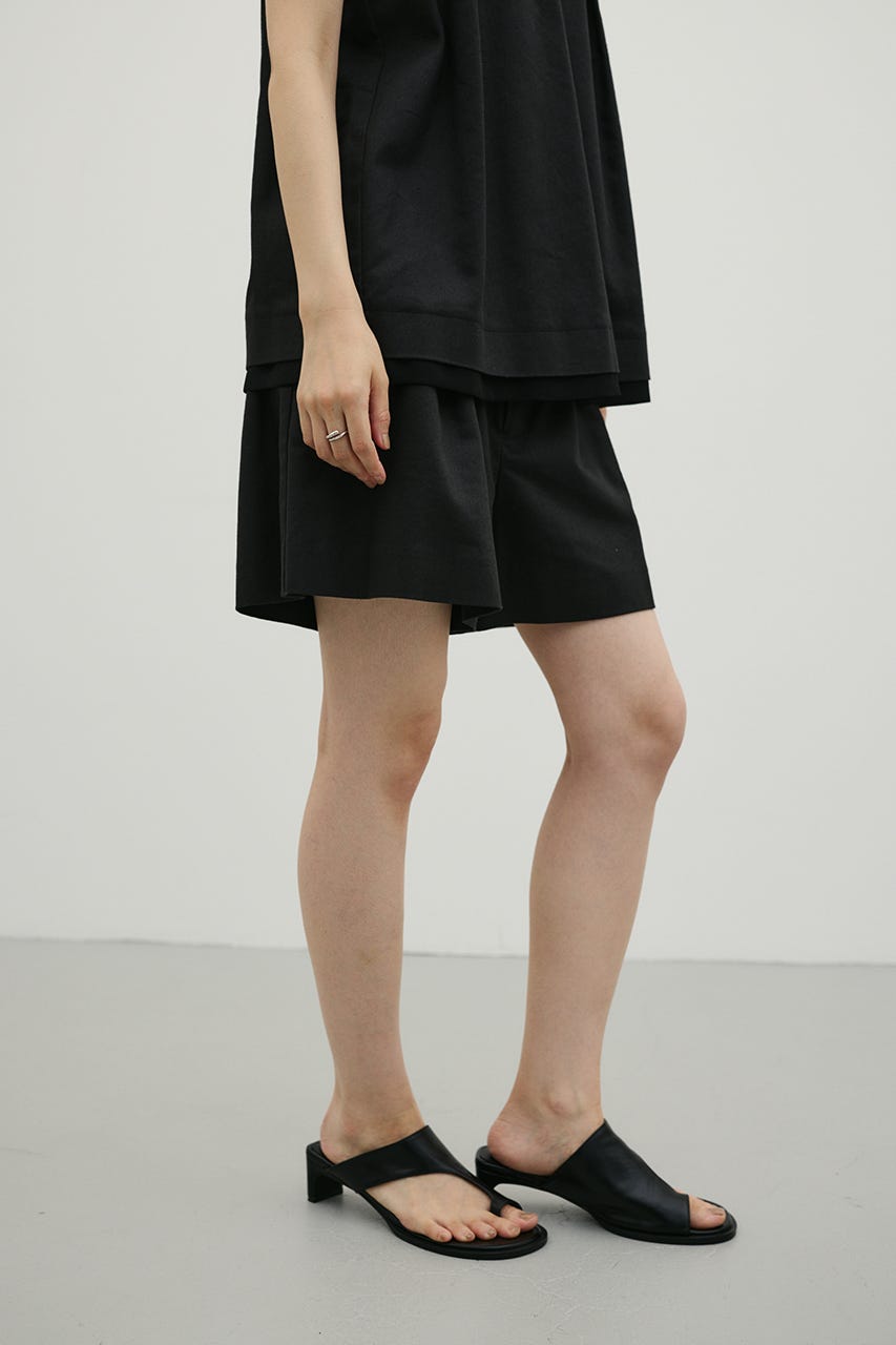 リネンミックスフレアショートパンツ BLK M