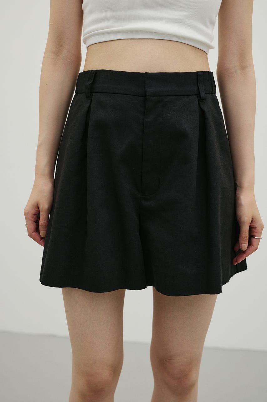 リネンミックスフレアショートパンツ BLK M