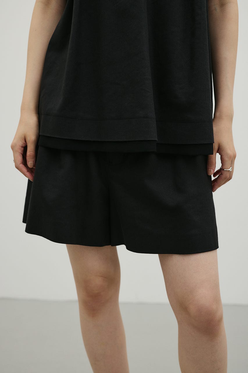 リネンミックスフレアショートパンツ BLK M