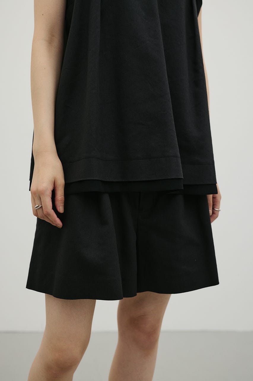 リネンミックスフレアショートパンツ BLK M