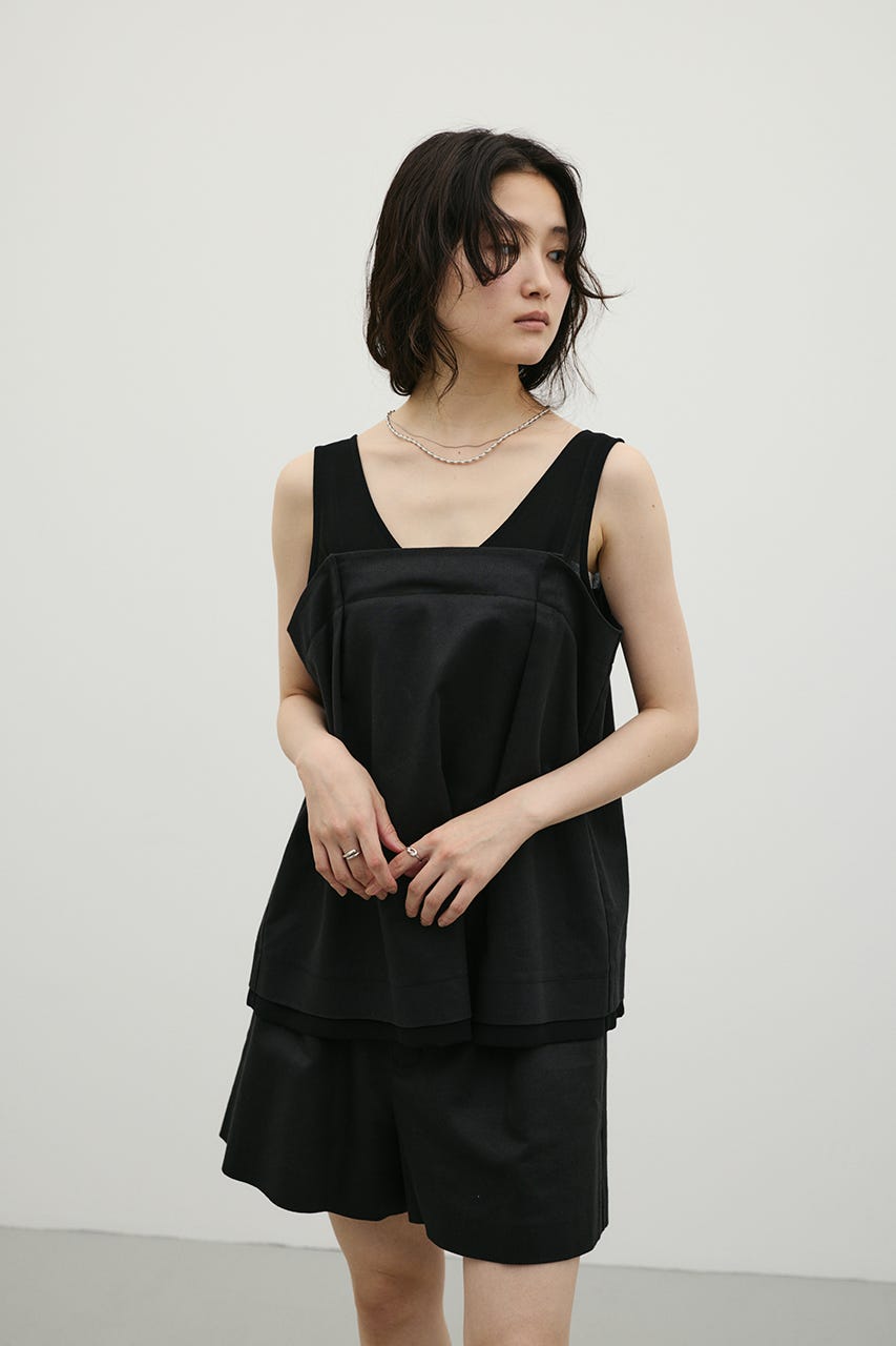 リネンミックスフレアショートパンツ BLK M