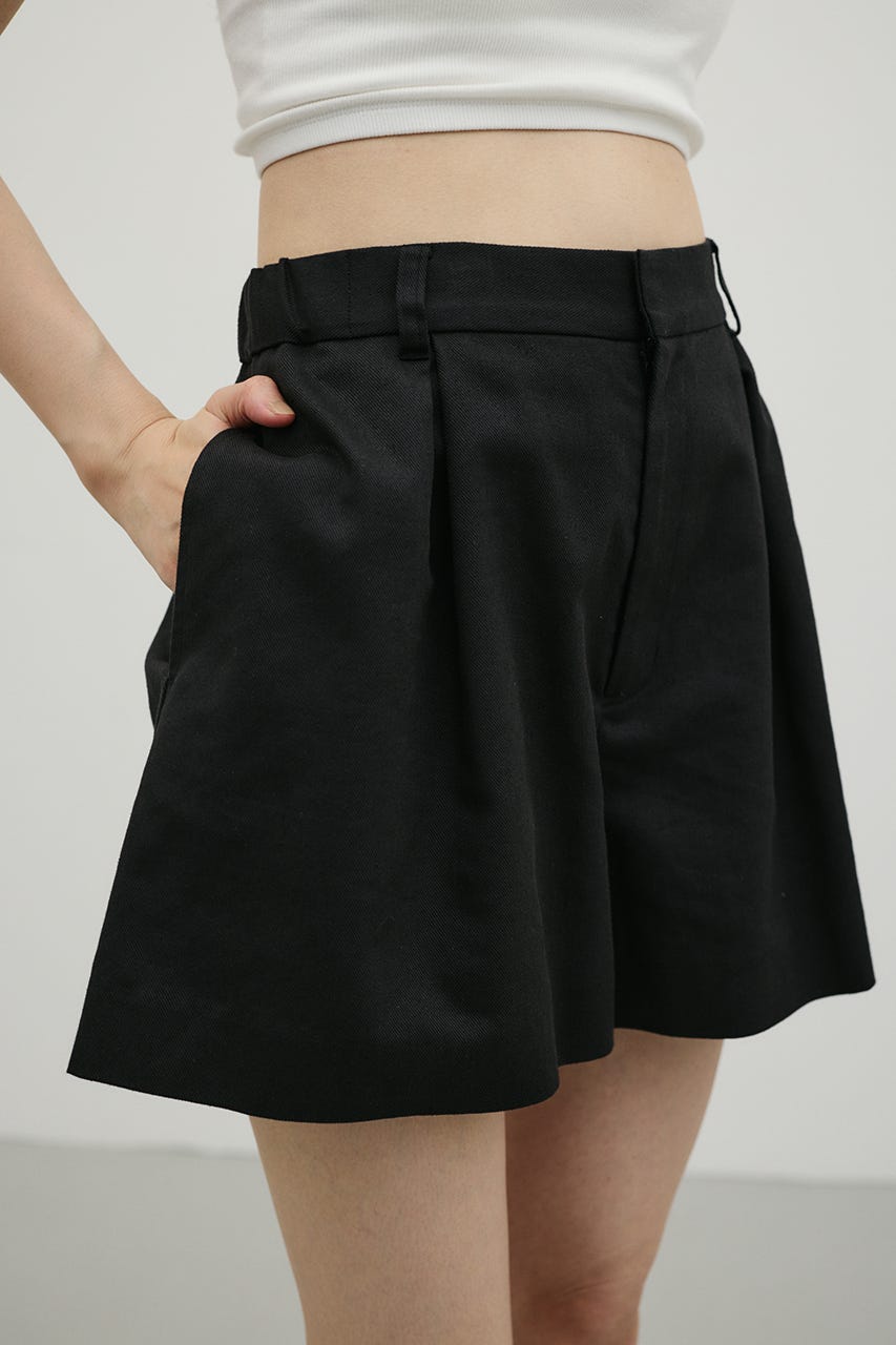 リネンミックスフレアショートパンツ BLK M