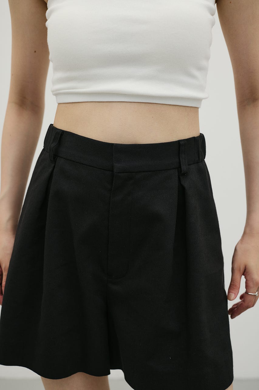 リネンミックスフレアショートパンツ BLK M