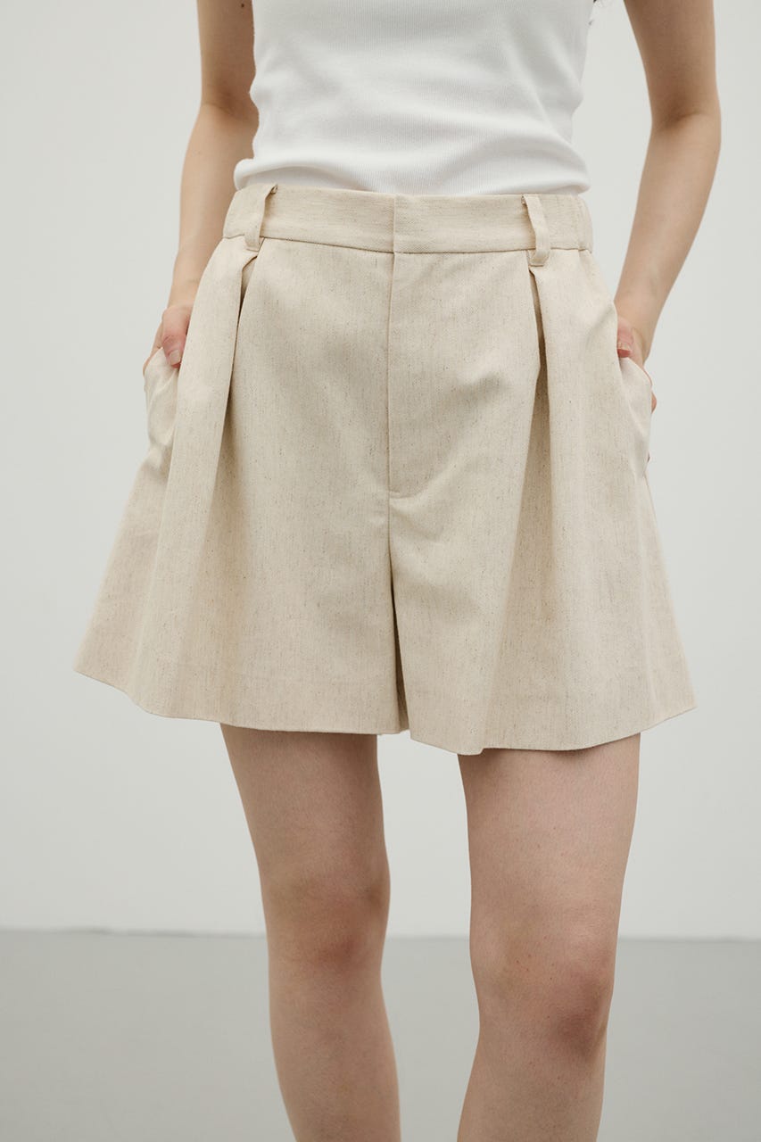 リネンミックスフレアショートパンツ L/BEG S