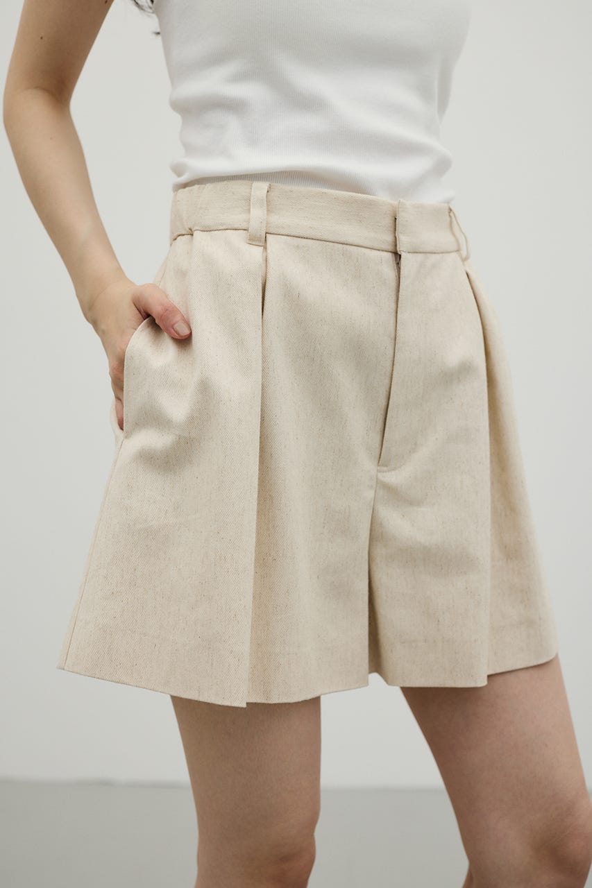 リネンミックスフレアショートパンツ L/BEG S