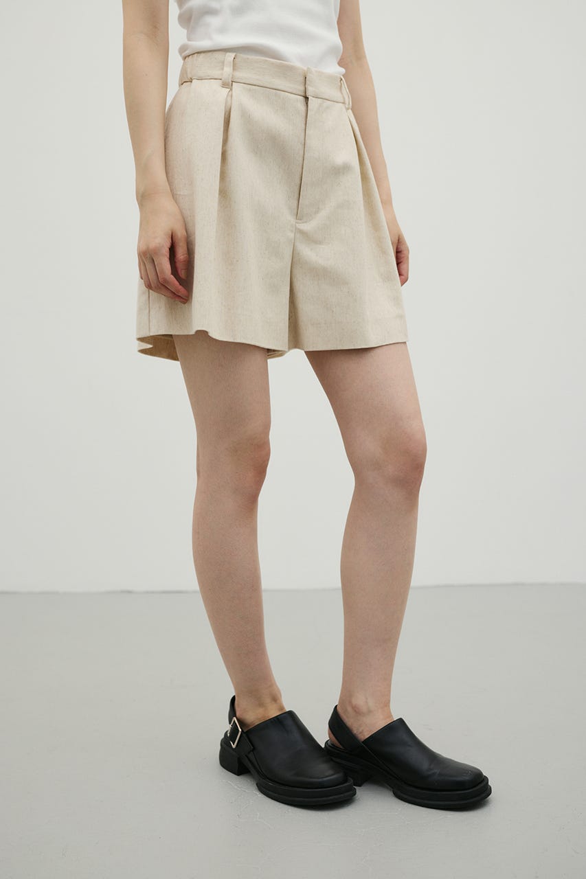 リネンミックスフレアショートパンツ L/BEG S