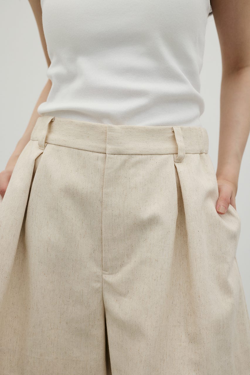リネンミックスフレアショートパンツ L/BEG S