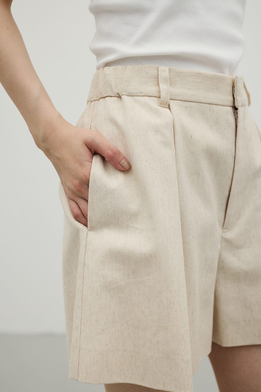 リネンミックスフレアショートパンツ L/BEG S