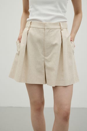 リネンミックスフレアショートパンツ
