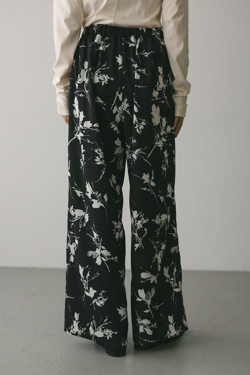 フラワープリントリラックスパンツ BLK S