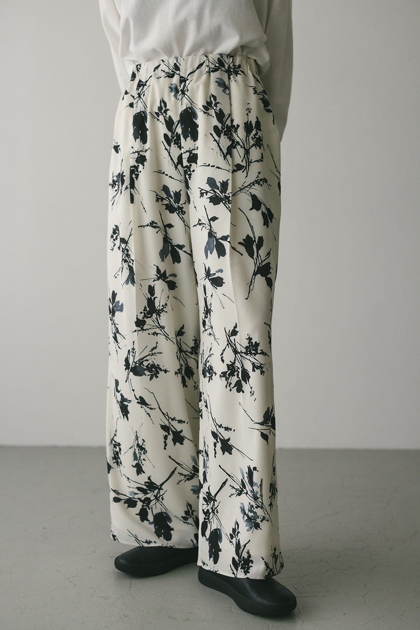 フラワープリントリラックスパンツ WHT M
