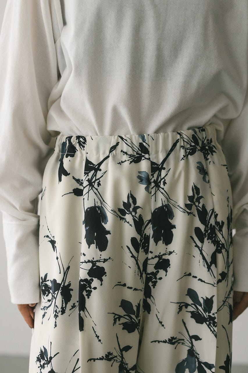 フラワープリントリラックスパンツ WHT M