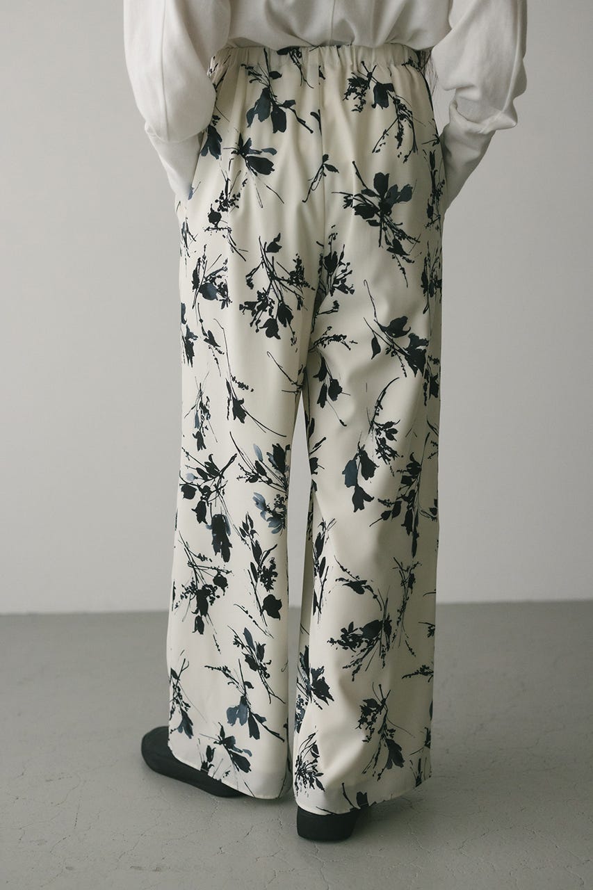 フラワープリントリラックスパンツ WHT M