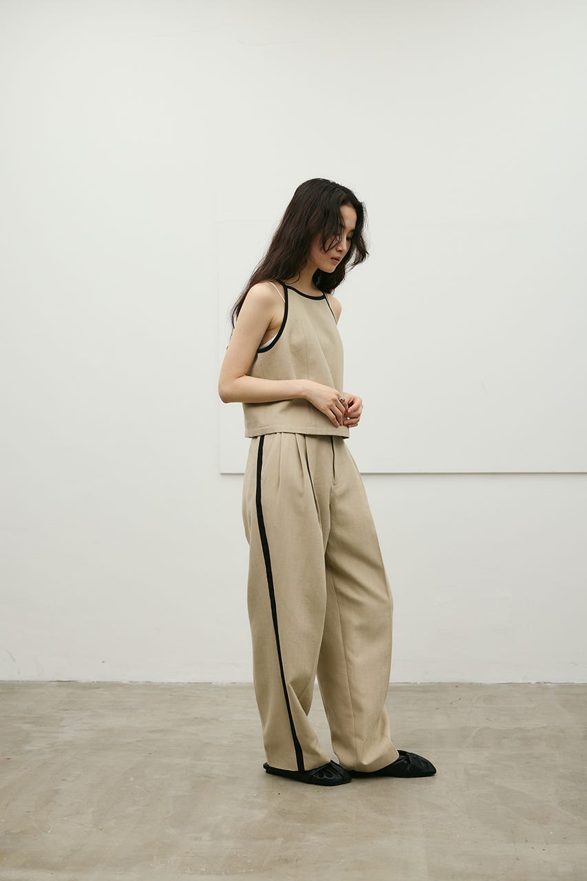 セットアップバイカラーパンツ BEG S