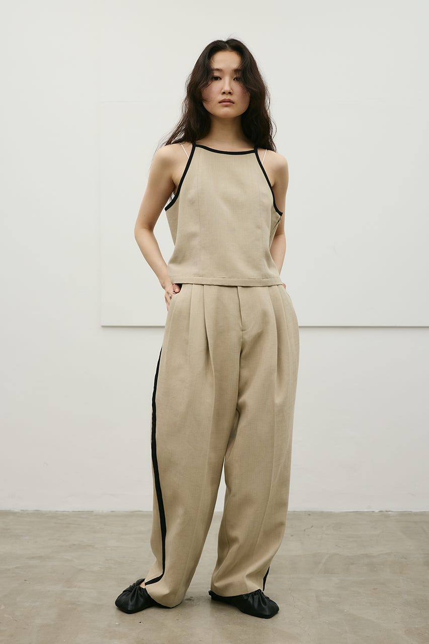 セットアップバイカラーパンツ BEG S