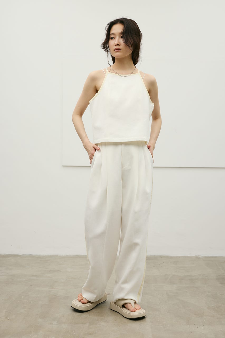 セットアップバイカラーパンツ WHT S