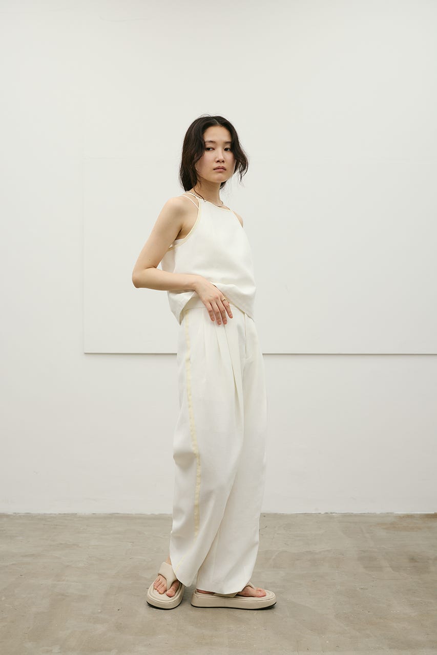 セットアップバイカラーパンツ WHT S