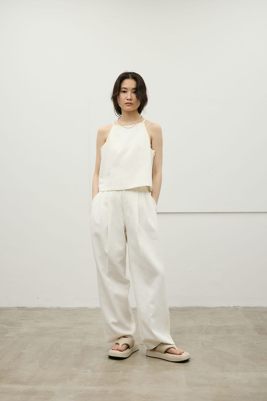 セットアップバイカラーパンツ WHT S