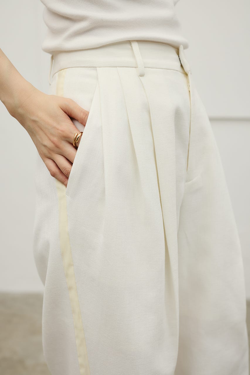 セットアップバイカラーパンツ WHT S