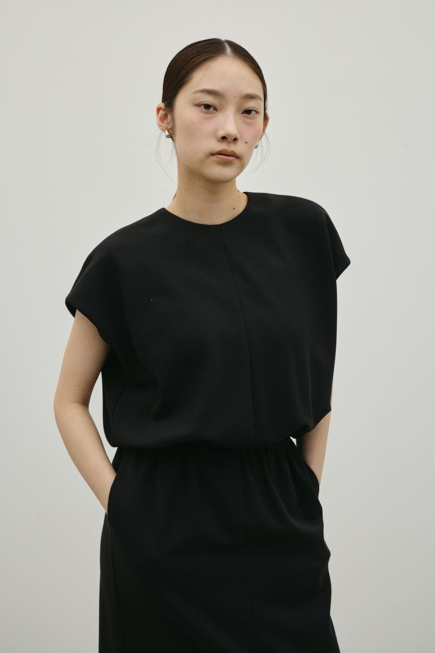 リネンミックスボクシーワンピース BLK S