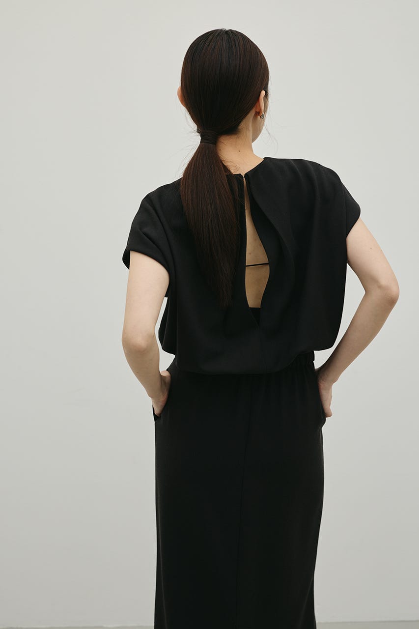リネンミックスボクシーワンピース BLK S