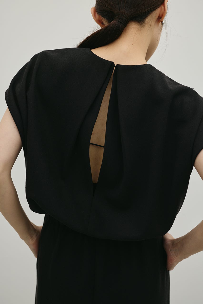 リネンミックスボクシーワンピース BLK S