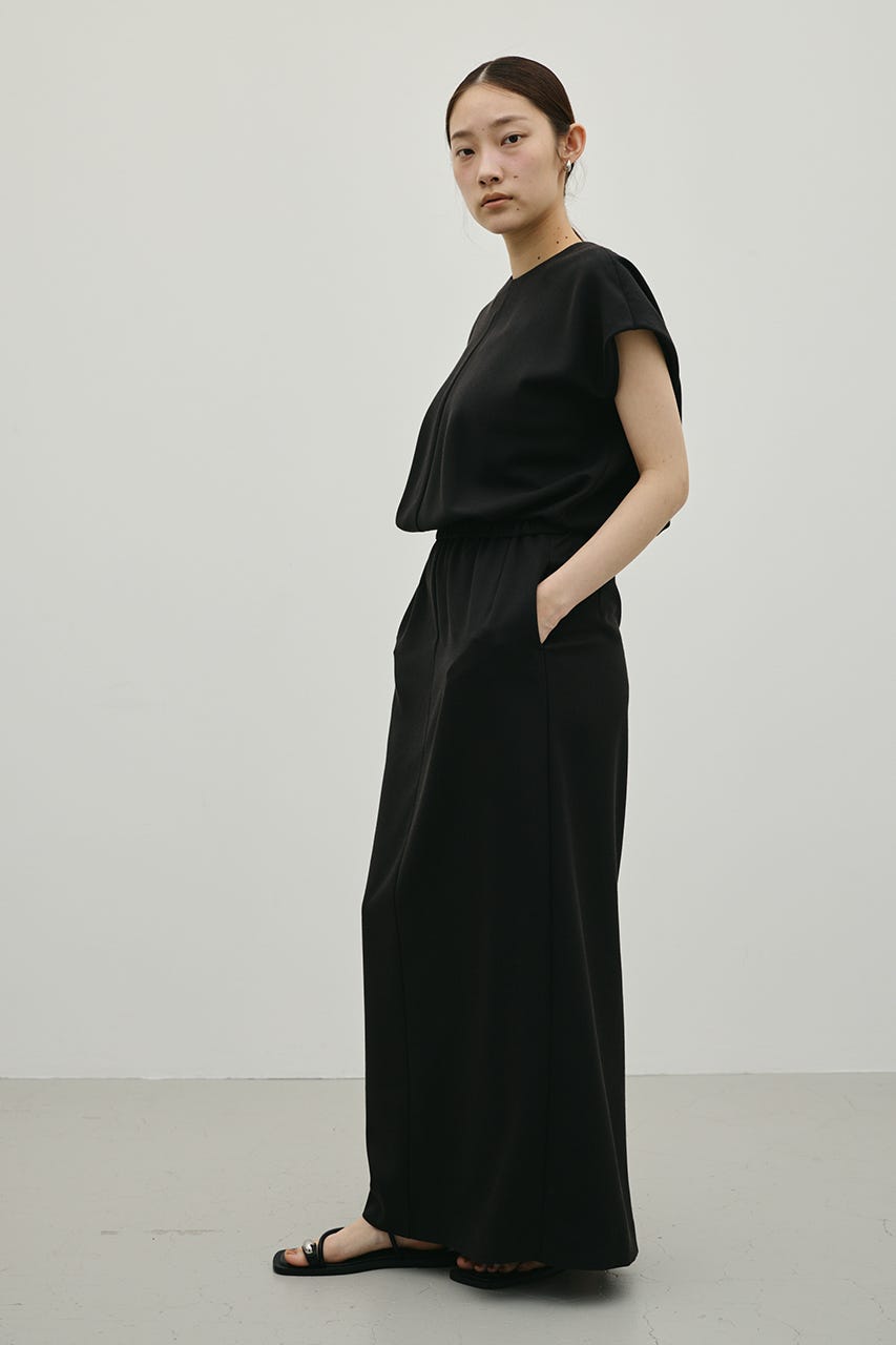 リネンミックスボクシーワンピース BLK S