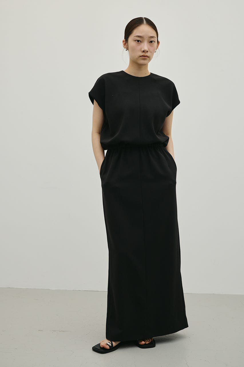 リネンミックスボクシーワンピース BLK S