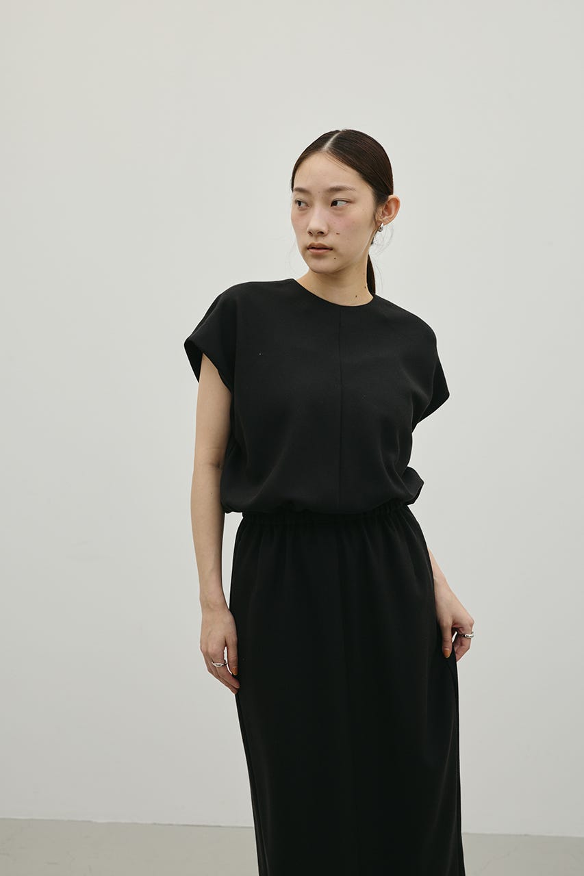 リネンミックスボクシーワンピース BLK S