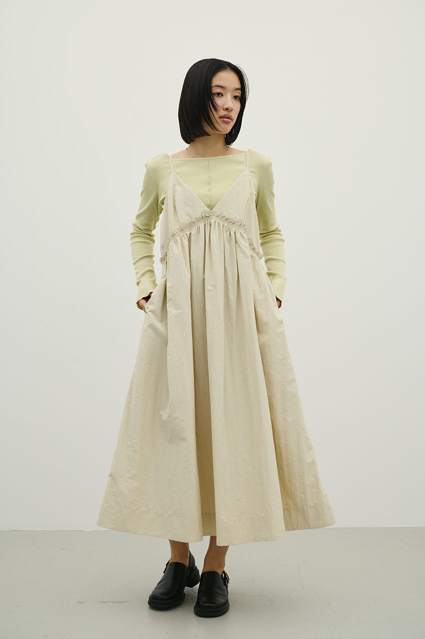 ギャザーVキャミワンピース BEG M