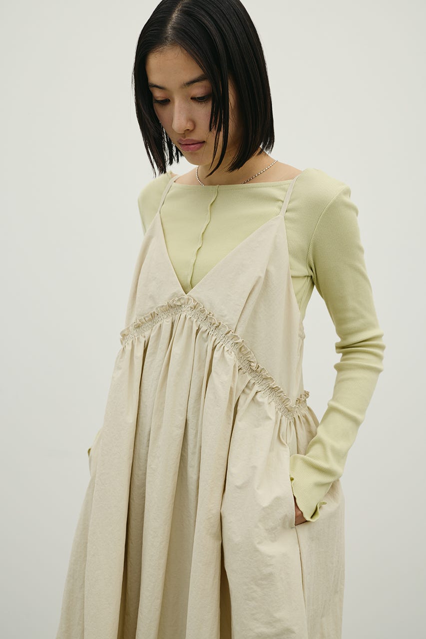 ギャザーVキャミワンピース BEG M