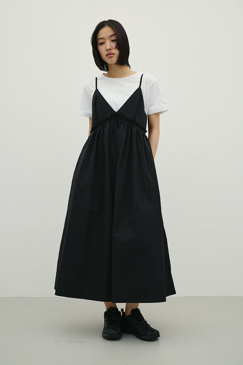 ギャザーVキャミワンピース BLK M